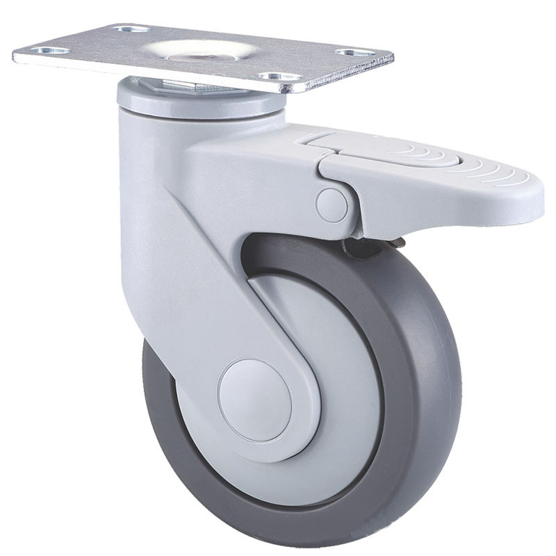 5 Inch Industry Trolley Furniture TPR Soft Grey Rubber Plate Swivel Caster Wheels