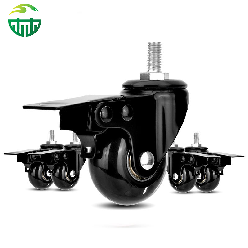 2-Inch PU Swivel Caster Wheels with Brake, Heavy Duty Furniture Casters for Office Chair & Industrial Use