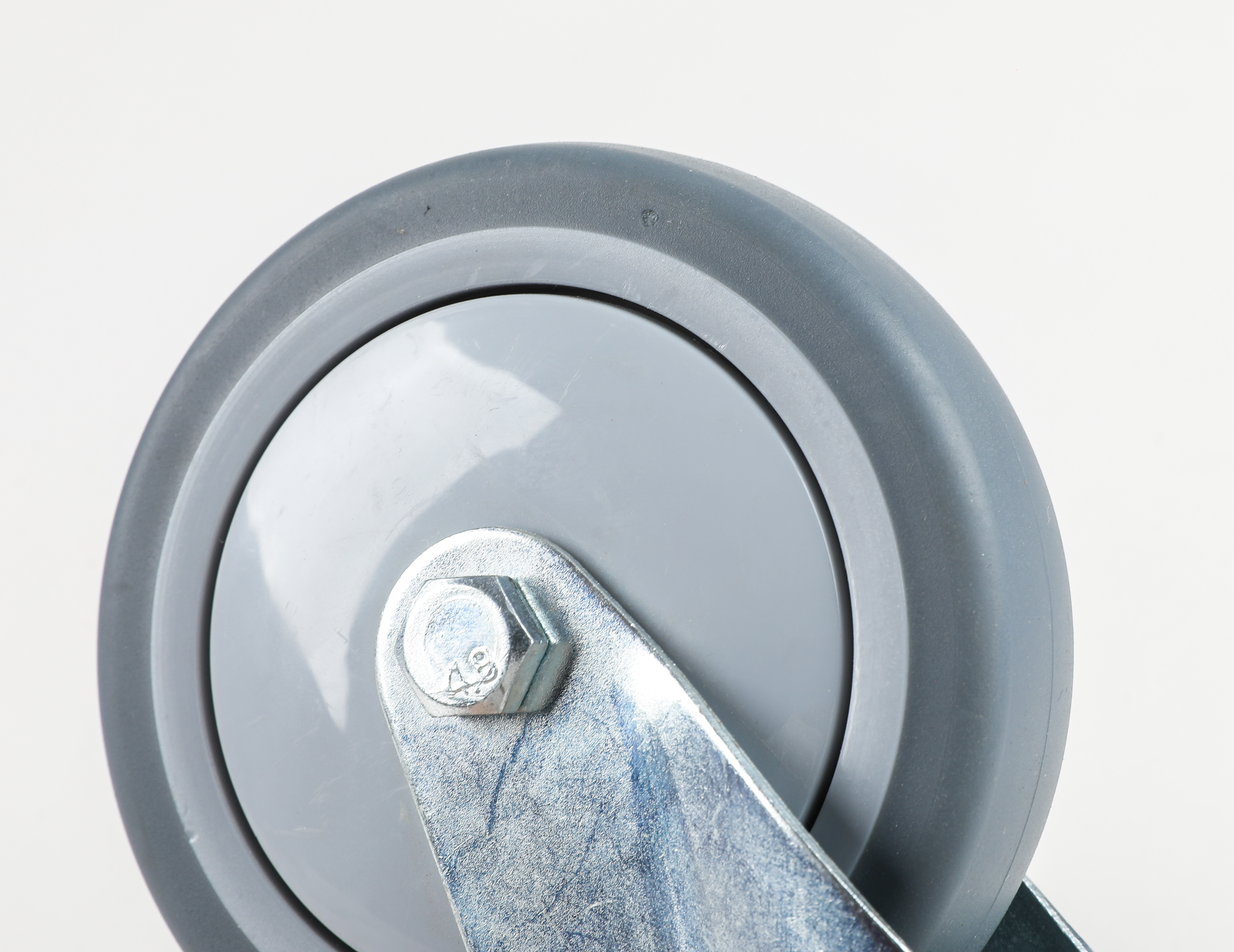 TPR Double-Bearing Swivel Caster with Brake and Threaded Stem, Silent Wheel