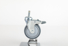 3/4/5 Inch Threaded Stem Caster with Dual Brake - M12 x 30mm, Gray Non-Marking TPR Wheels