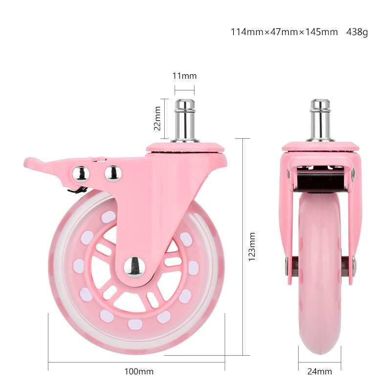 OEM 3inch PU Wheels with Plated Bracket for Office And Game Chairs Supplier
