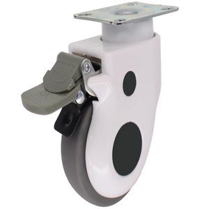 High Quality 3inch Medical Table PU Tread Castor Wheels with Brake Flat Brake Style Medical Caster Wheels