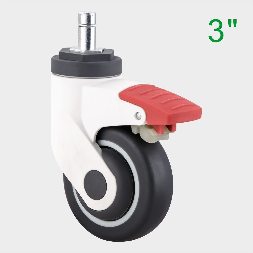 ODM 3 Inch Red TPR Medical Swivel Caster Wheel for Medical Trolleys Supplier