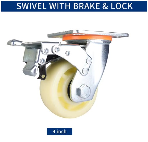 ODM Industrial Heavy Duty Brake-Equipped Swivel Nylon & PP Custom Trolley Wheels