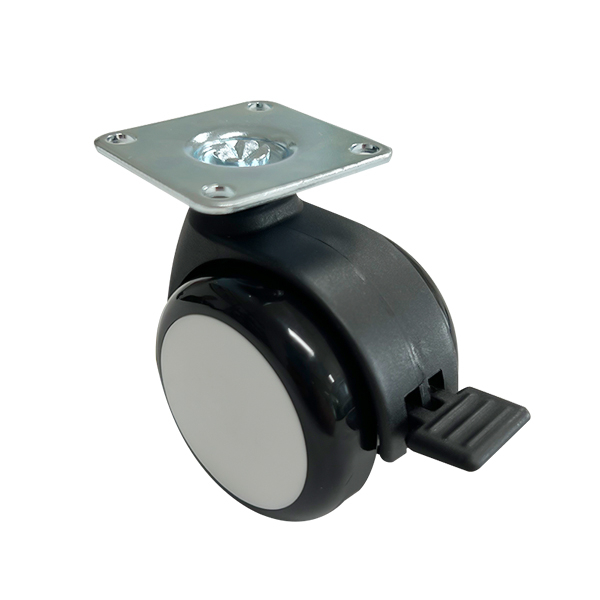 Attrezzatura medica per bellezza Ruota universale con fondo piatto da 2 pollici, tutte in plastica, con doppia ruota con freno