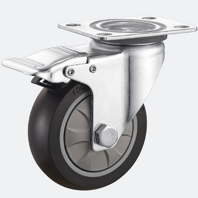 Medium-sized Custom Caster Manufacturers 3inch Flat Brake TPR Caster Wheel