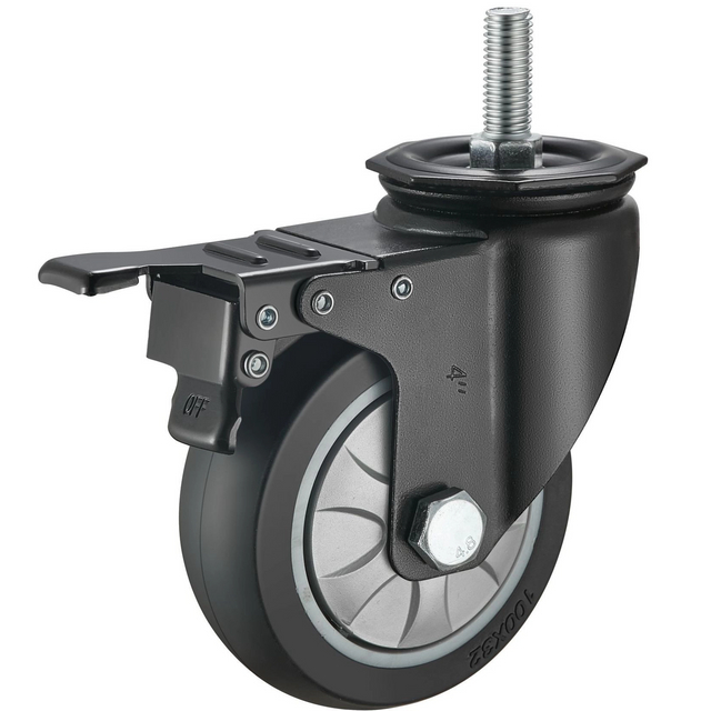 Industrial Rubber Wheel Stem Scaffolding Casterr 5inch Screw Brake TPR Caster Wheels