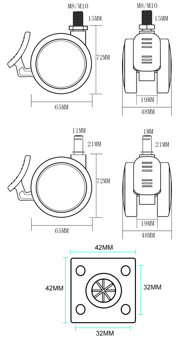 2/2.5 Inch Silent Medical Caster - Smooth Noise-Free Mobility for Medical Equipment High-Quality Silent Medical Caster - Durable Quiet for Hospital Use Silent Medical Caster Wheel - Reliable,