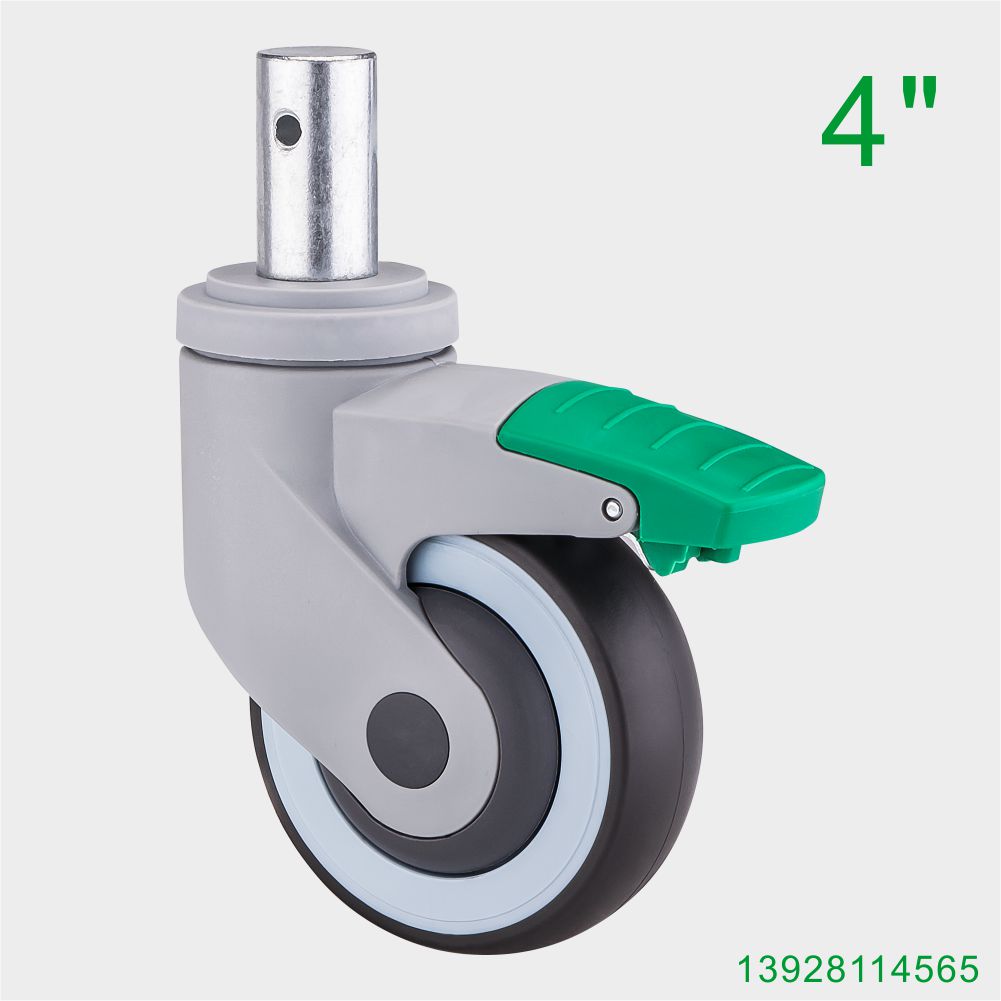 ‌ ‌New all-plastic medical nylon plus TPR multi-size caster 3/4/5 inch optional high load bearing, silent, wear-resistant, non-slip, shock-proof belt brake, suitable for medical beauty equipment