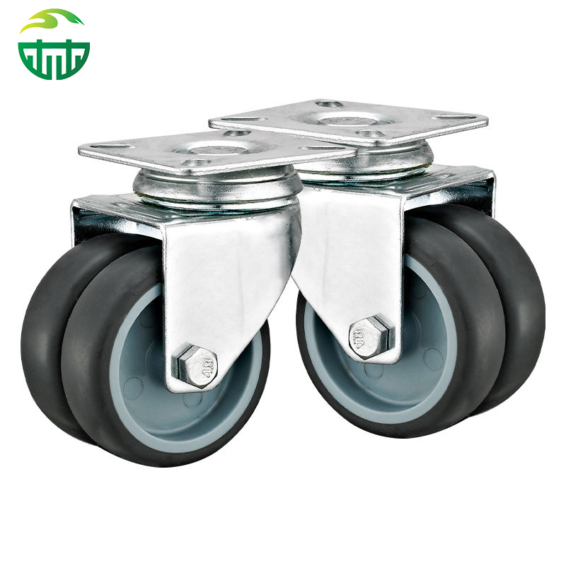 2-Inch Double TPR Wheel Casters – Metal Standing Racks for Furniture, 50mm Caster Wheels