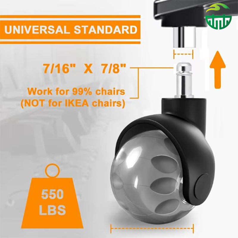 2 Inch Light Blue PU Swivel Caster Wheel Office Kitchen Dining School Gym Furniture Versatile 50mm Office Chair Casters Wheels