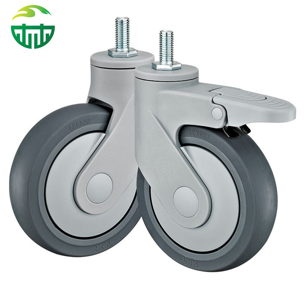  Edit Threaded Rod Soft TPR Medical Swivel Caster Wheel, Suitable for Hospital Beds