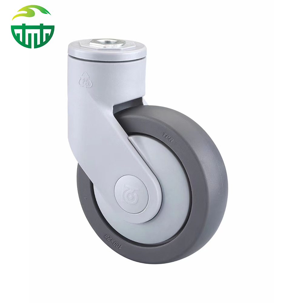All-Plastic Quiet Swivel Caster with TPR Rubber for Medical Equipment