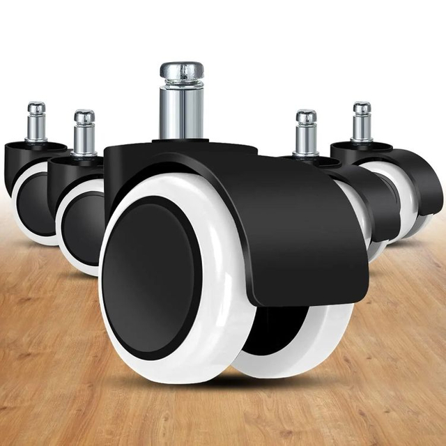 Durable Twin-Wheel Plastic Chair Casters with Swivel Threaded Stem for Office Chairs