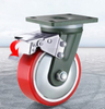 Heavy Duty PU Cast Iron Core Casters – Swivel Brake Wheels 4/5/6/8 Inch