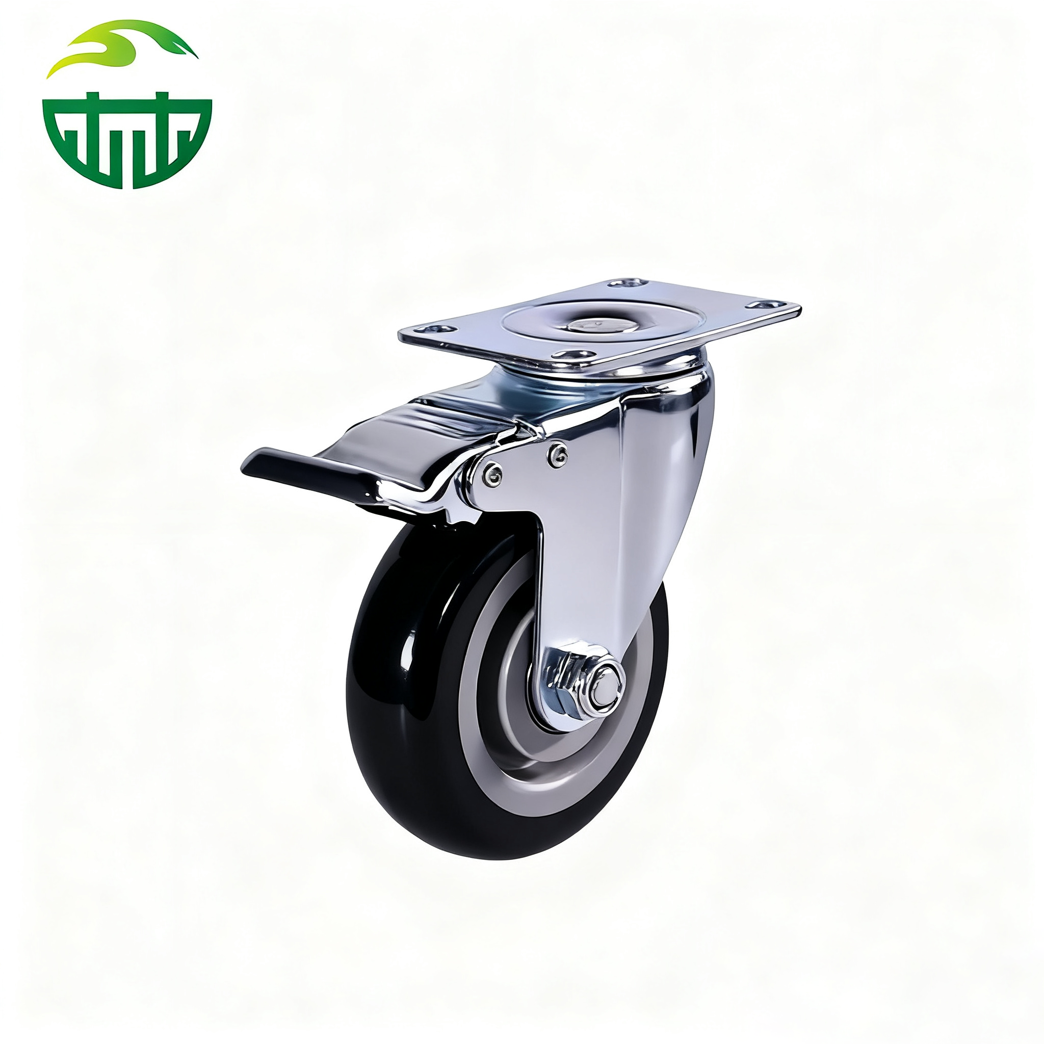  Black Medium Duty PVC Casters Solid Polyurethane Wheels for Furniture And Carts, Color Customizable