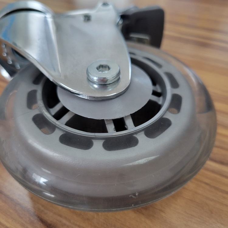 3-inch Transparent PU Office Chair Caster Wheels - Universal Plate Mount Furniture Casters