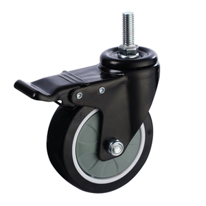Black Rubber Caster 5inch Flat Brake TPR Caster Wheels