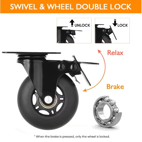 Hot Sale Furniture Caster Wheels 3 Inch TPR Anti-Static ODM Caster Rubber Swivel Brake Office Chair Caster Wheels with Brake