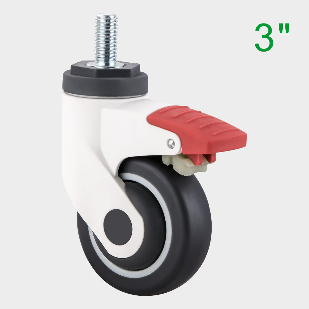 ODM 3 Inch Red TPR Medical Swivel Caster Wheel for Medical Trolleys Supplier