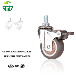 M6X15 Silent & Scratch-Proof TPR Ball Bearing Swivel Brake Light Duty Home-Office Casters