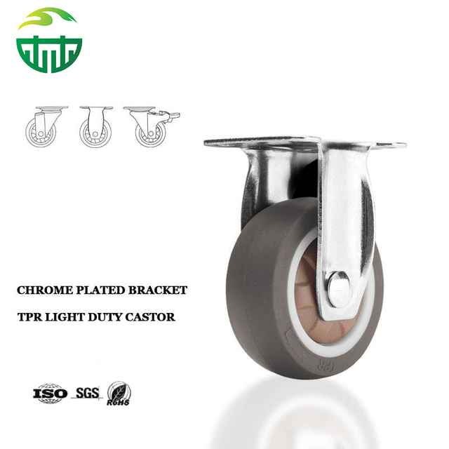 Mini Silent & Scratch-Proof TPR Flat Plate Swivel Casters for Home & Trolley