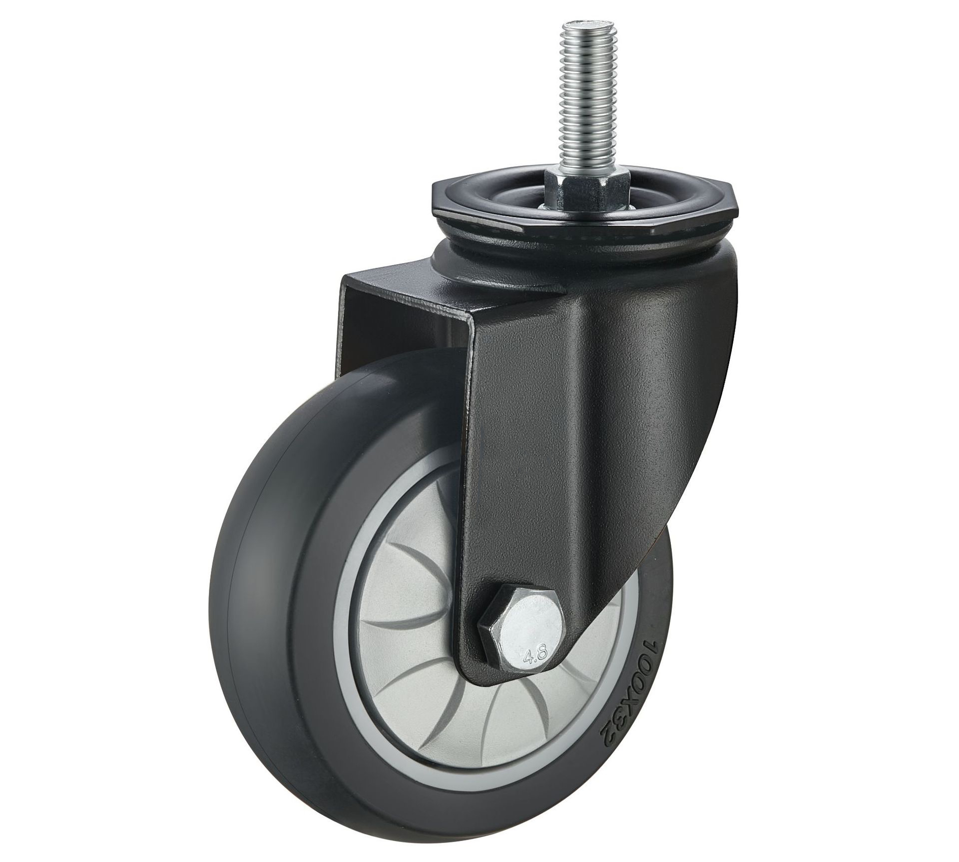 2.5 Inch Threaded Stem Caster - Wear-Resistant TPR Wheel for Industrial Trolleys