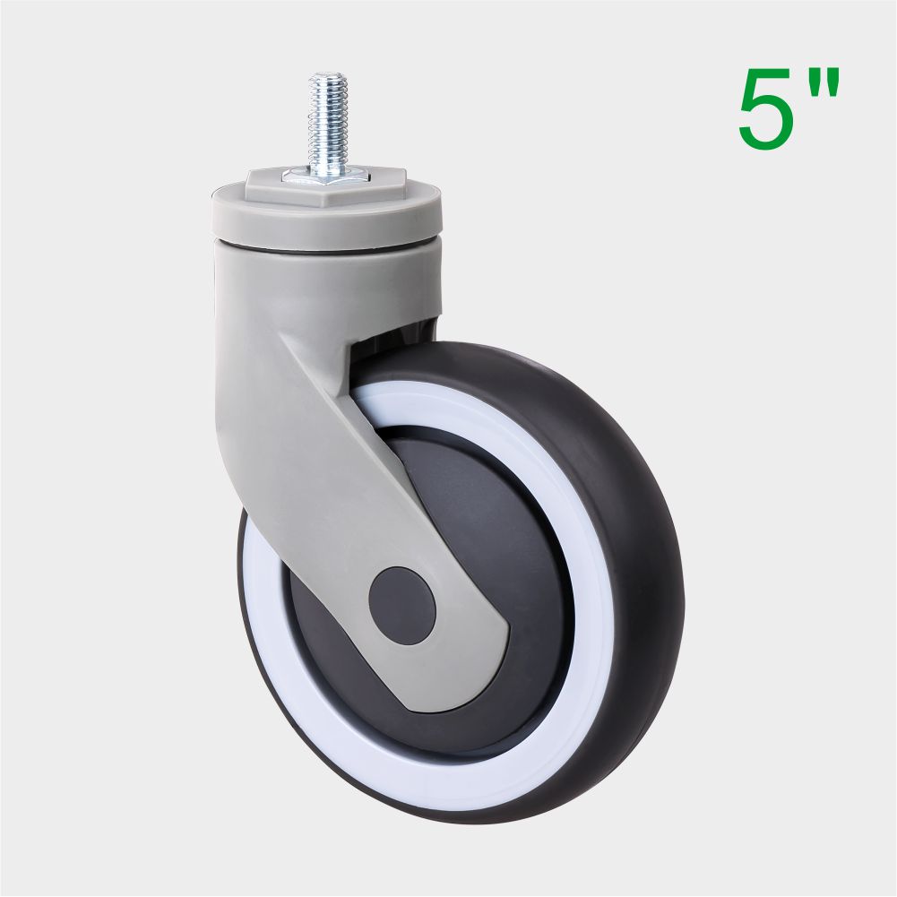 ‌ ‌New all-plastic medical nylon plus TPR multi-size caster 3/4/5 inch optional high load bearing, silent, wear-resistant, non-slip, shock-proof belt brake, suitable for medical beauty equipment