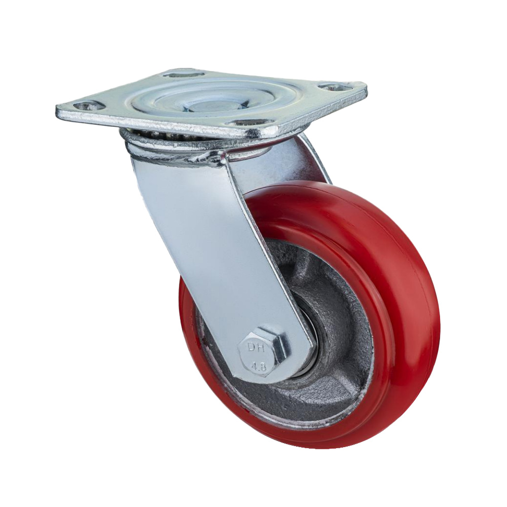 Swivel cast iron rubber industrial caster 4-inch/5-inch/6-inch/8-inch ‌Heavy-duty cast iron core TPU casters TPU-coated cast iron industrial casters‌