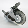 Chromium threaded brake medical casters, 3-inch hospital medical casters, industrial PU transparent wheels, silent and wear-resistant casters