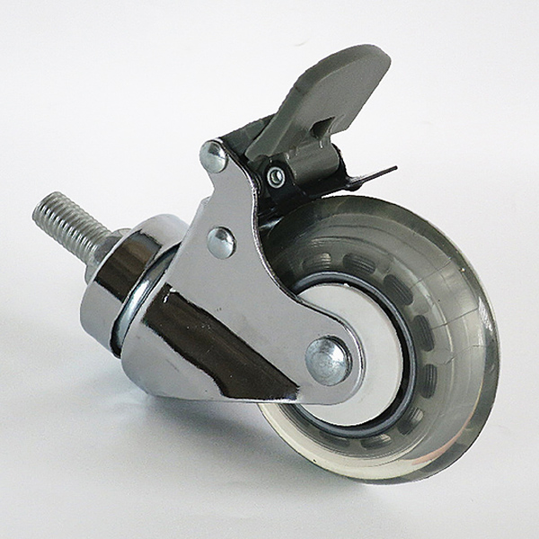 Chromium threaded brake medical casters, 3-inch hospital medical casters, industrial PU transparent wheels, silent and wear-resistant casters