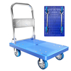 Nylon flatbed cart single-layer silent and wear-resistant handcart blue nylon hand-pushed small cart for transporting goods Collapsible plastic sheet transport trolley space-saving multi-purpose.