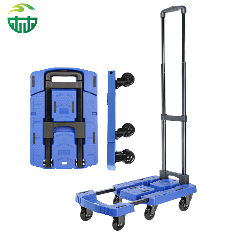 High Quality Black 6 Wheel Heavy Duty Folding Hand Truck Trolley Cart Foldable Hand Trolley Cart