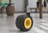 Lockable Yellow Furniture Wheel with Stem, Universal Swivel Wheel for Office Chairs