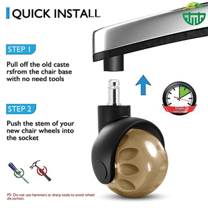 2 Inch PU Ball Swivel Office Chair Caster Wheels Stainless Steel Furniture Casters