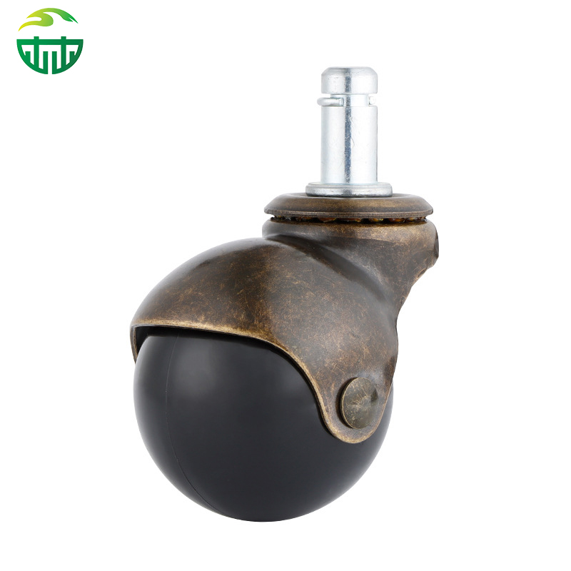 Office Chair Caster Wheels, Black Ball Swivel PU Wheels with Screw Brake