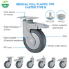 All-Plastic Quiet Swivel Caster with TPR Rubber for Medical Equipment