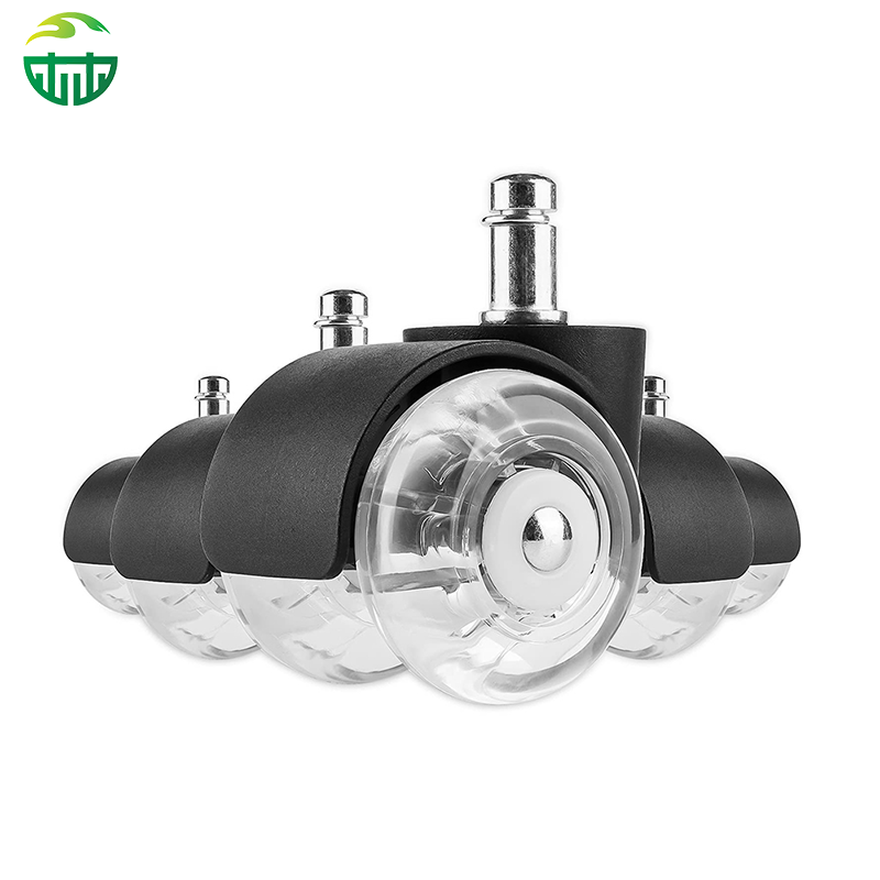 2-Inch Swivel Twin-Wheel Chair Caster Wheel, Transparent White PU for Bathroom