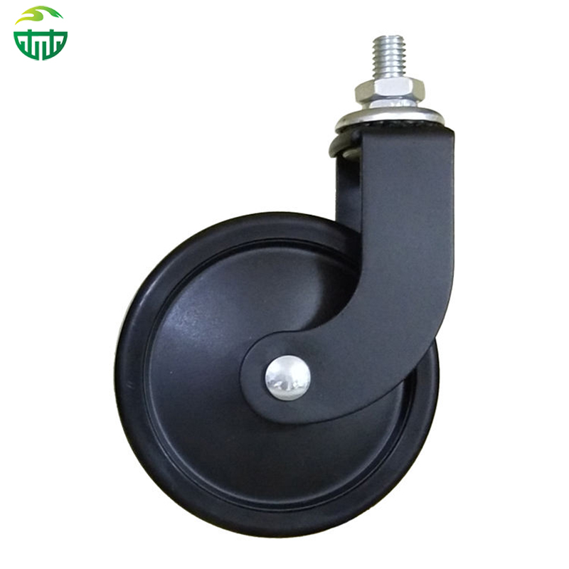 3 Inch Black Threaded Stem Rubber Wheel for Dining, Hotel Restaurant Trolleys