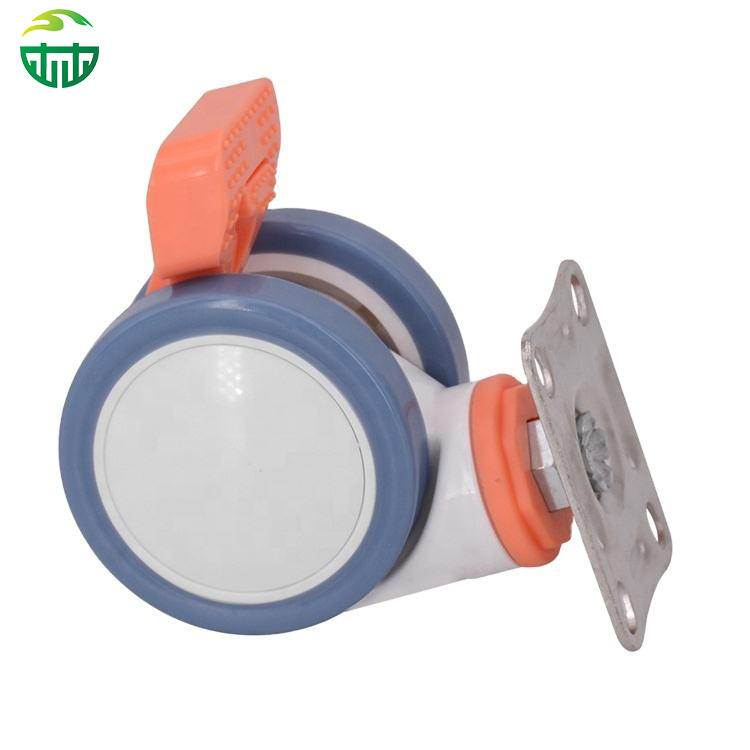 Luxury Silent Medical Double Piece Flat Bottomed Universal Rotate Top Plate Caster