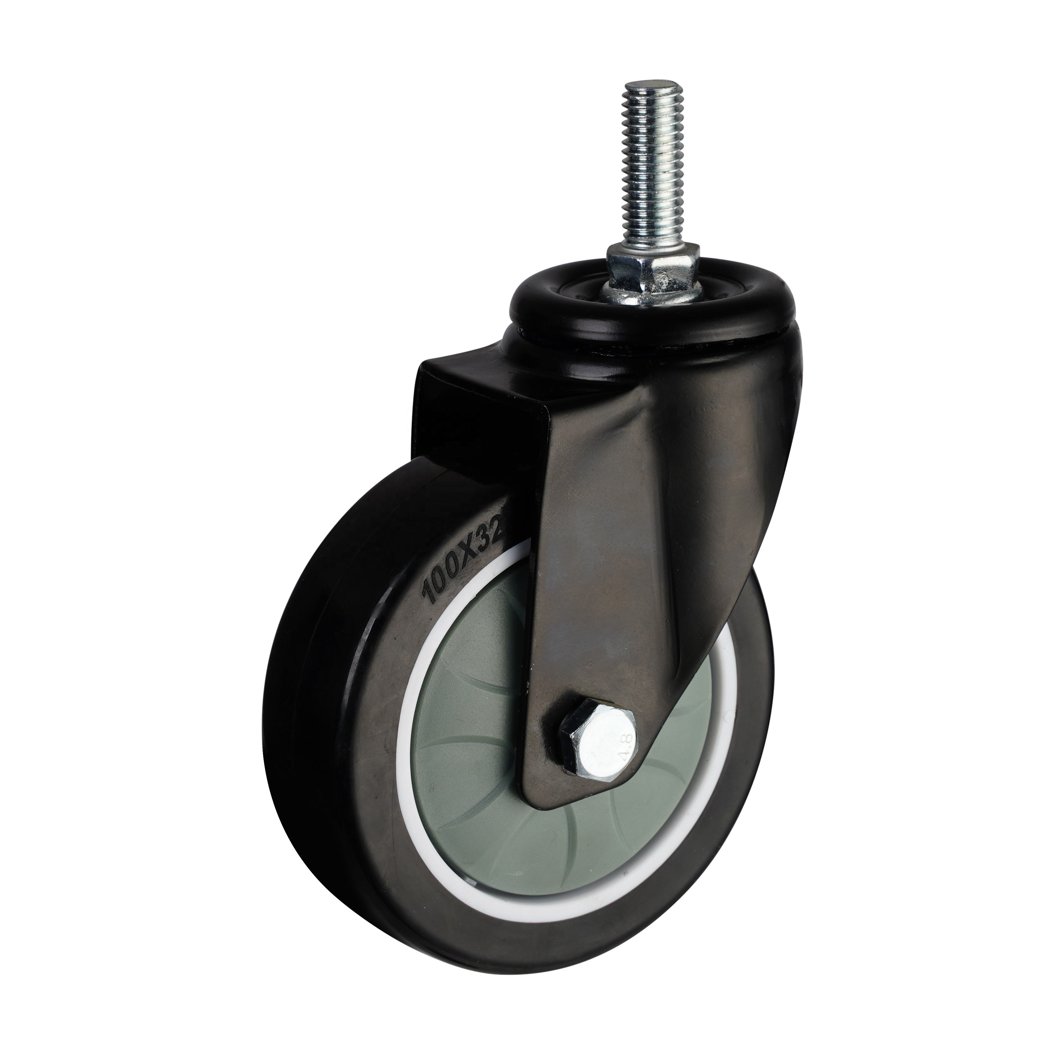 Black Rubber Caster 5inch Flat Brake TPR Caster Wheels