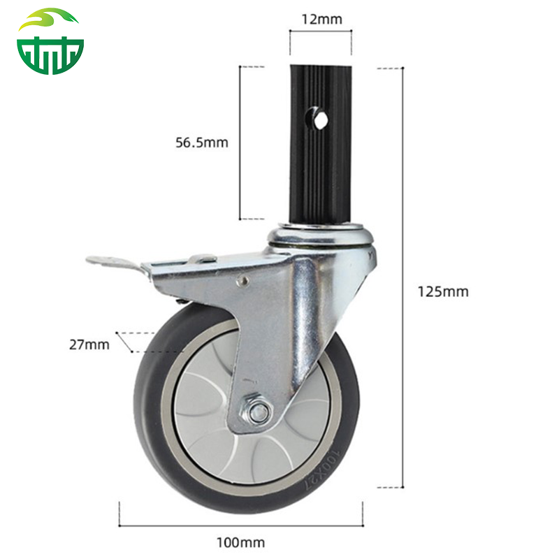Medium Duty Industrial Caster with Brake: Stainless Steel, TPR Wheels, Stem Mount