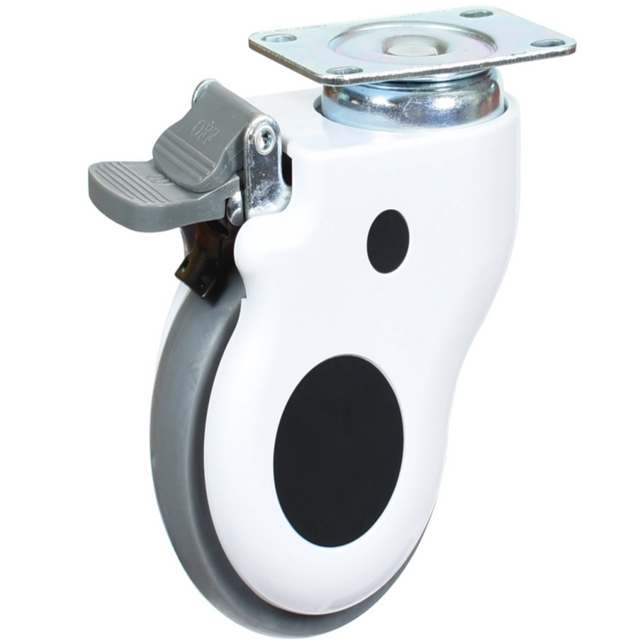 High Quality 4inch Medical Table PU Tread Castor Wheels with Brake Flat Brake Style Medical Caster Wheels