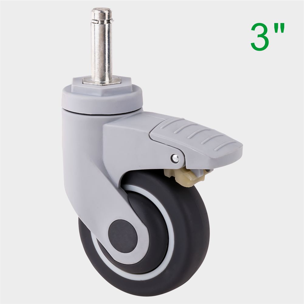 ODM 3 Inch Threaded Rod Soft TPR Medical Caster Wheel for Hospital Beds Supplier
