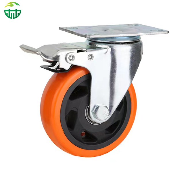 OEM PVC Orange Swivel Caster Wheels Silent Industrial Trolley Castors 4/5/6/8 Inch to Supplier