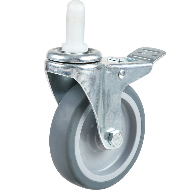  Rubber Trolley Castors European Standard Plate Fixed Swivel Brake Industrial Caster Wheels for Dining Car