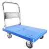 Nylon flatbed cart single-layer silent and wear-resistant handcart blue nylon hand-pushed small cart for transporting goods Collapsible plastic sheet transport trolley space-saving multi-purpose.