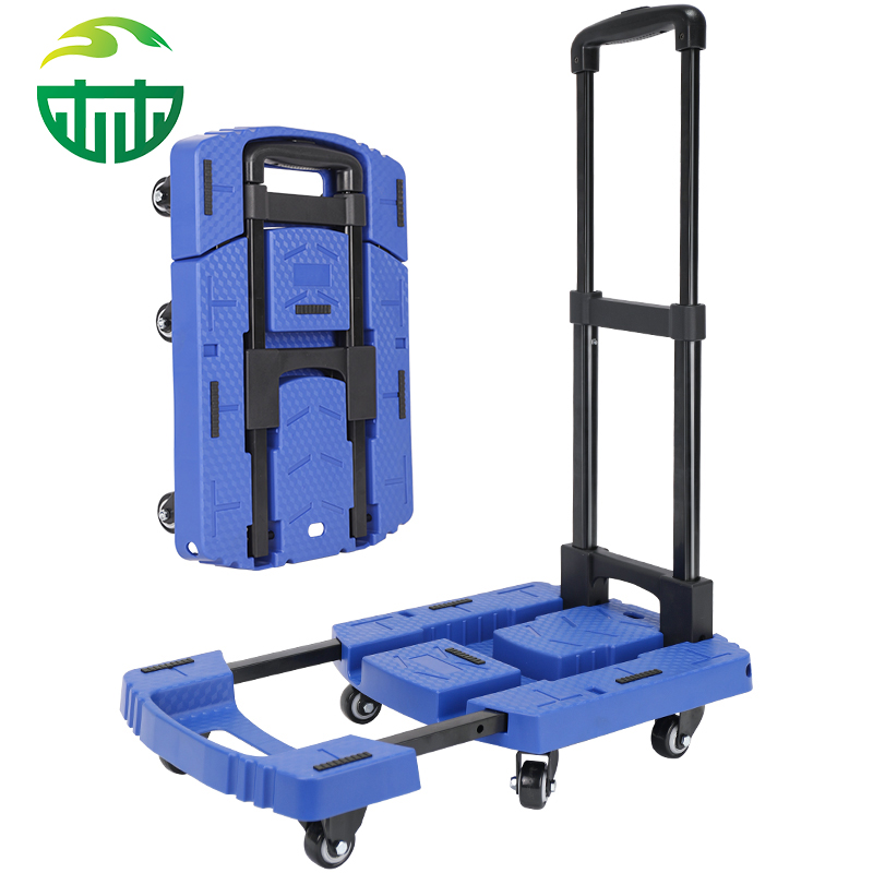 High Quality Black 6 Wheel Heavy Duty Folding Hand Truck Trolley Cart Foldable Hand Trolley Cart
