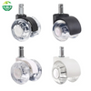 2-Inch Swivel Twin-Wheel Chair Caster Wheel, Transparent White PU for Bathroom