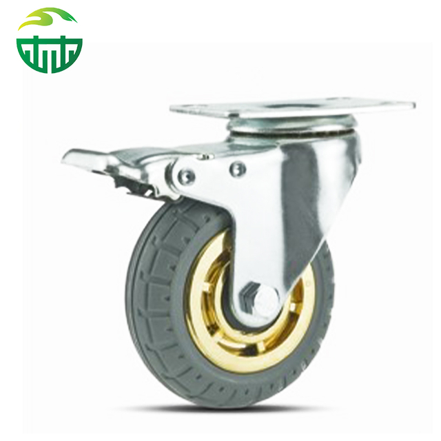 Heavy Duty Swivel Caster Elastic Rubber Workbench Caster Wheels Trolley Industry Caster Brake